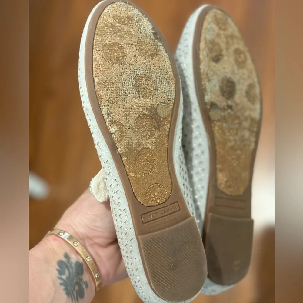 Girls Vince Camuto Silver Kids Ballet Flats Dress Shoes